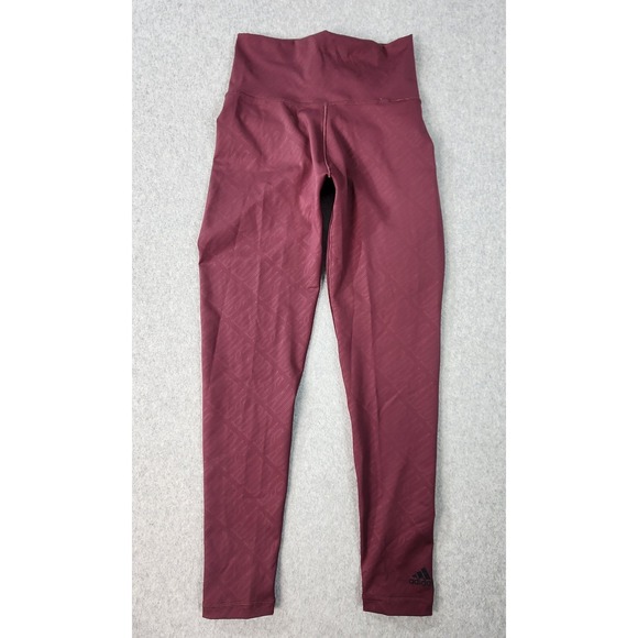 Adidas Training Tights Womens Small‎ (22x24) Victory Crimson Burgundy Primegreen - Picture 1 of 16
